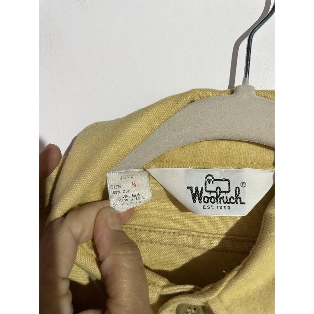 Vintage Woolrich Chamois Button Up Shirt Mens M Yellow Heavy Flannel 70s USA - Picture 5 of 9